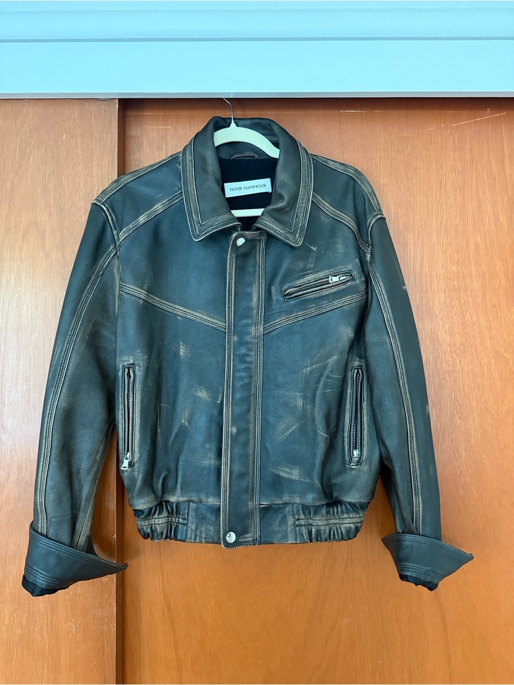 Nour Hammour Clint Oversized Leather Bomber